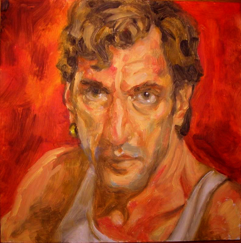 Portrait: Oil on board. Self portrait 2002. 50 x 50cm (19 x 19in) 